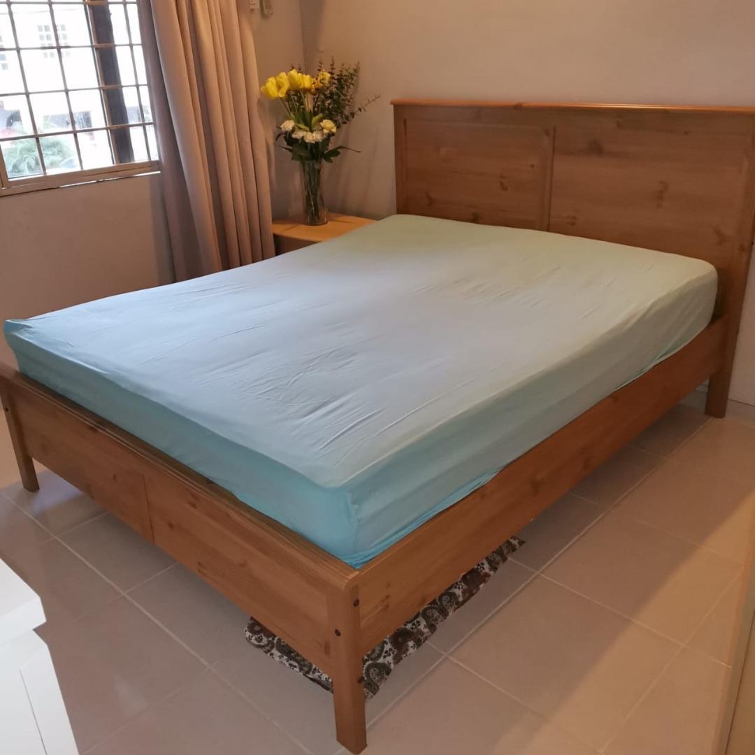 Used IKEA Queen Size Bed with mattress, Furniture & Home Living