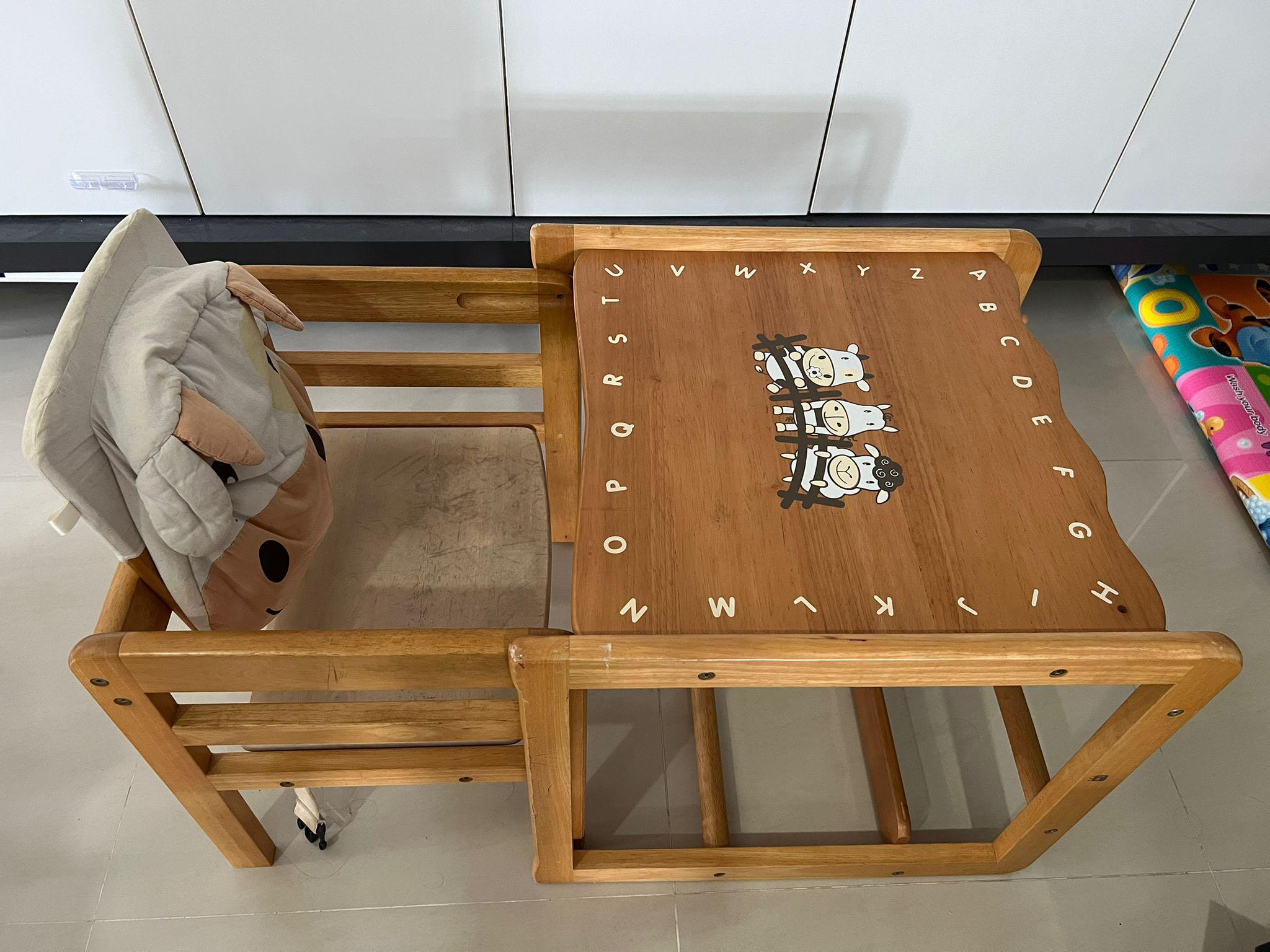 Wood Baby chair, table and high chair combo, Babies & Kids, Baby