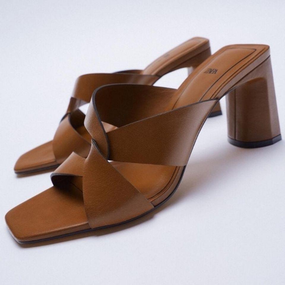 Zara brown heeled sandals Clearance