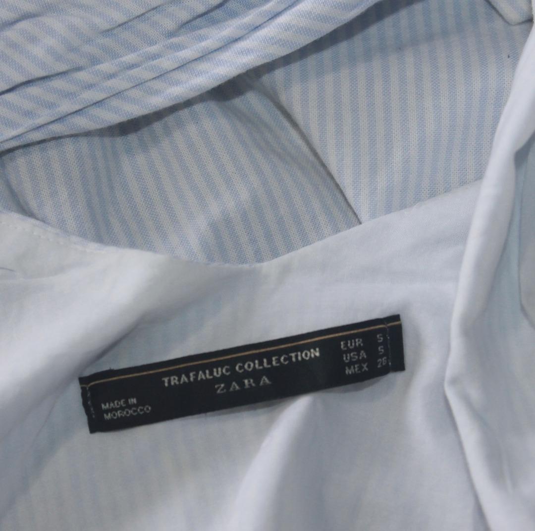 ZARA Pinstripes Front Knot Poplin Top with a Sexy Low Back, Women's