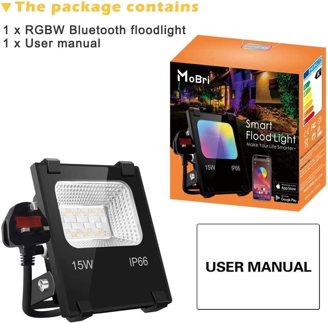 [1576] Mobri RGB LED Smart Flood Lights Outdoor, 15W Bluetooth With APP