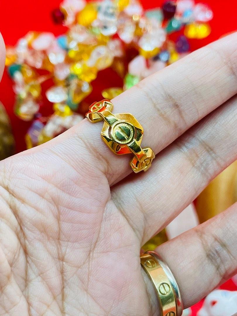 18K Gold Hexagon Screw Ring R20