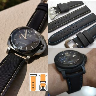 22/24/26mm 尼龍格仔面 錶帶 (黑色米線 黑色湖水籃線) (合用: 22mm 24mm錶帶 26MM錶帶 )適合 : Panerai Omega IWC Tudor Seiko 錶帶 使用64243048338049110