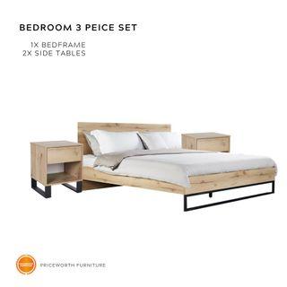 3,4 or 5 Piece Bedroom PACKAGE SET - Natural Timber, Wooden Bedroom Set