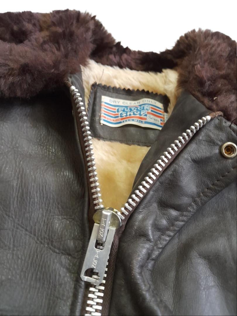70s Sears Leather Jacket Sherpa (E365), Men's Fashion, Coats, Jackets ...