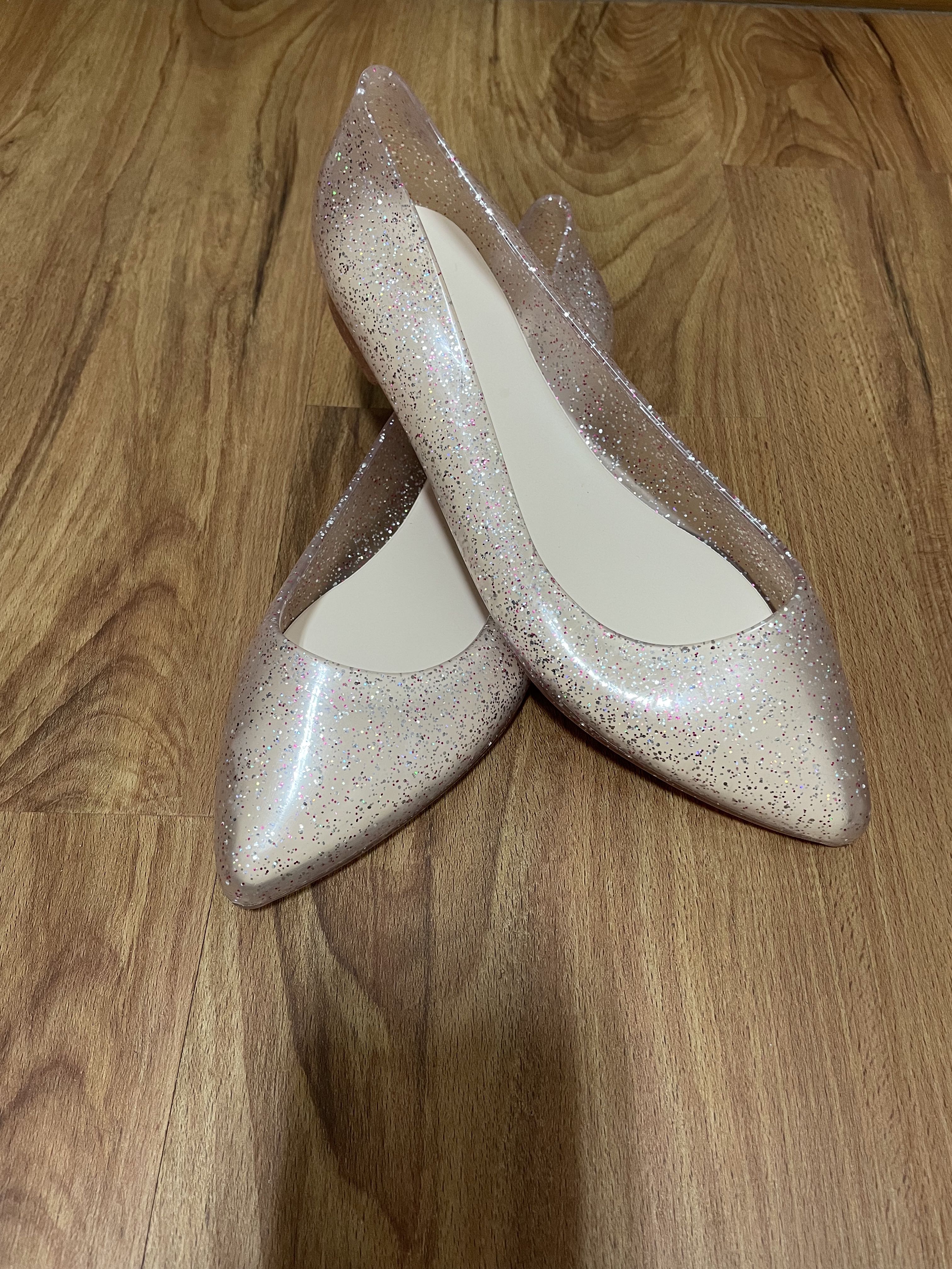 silver glitter jelly shoes