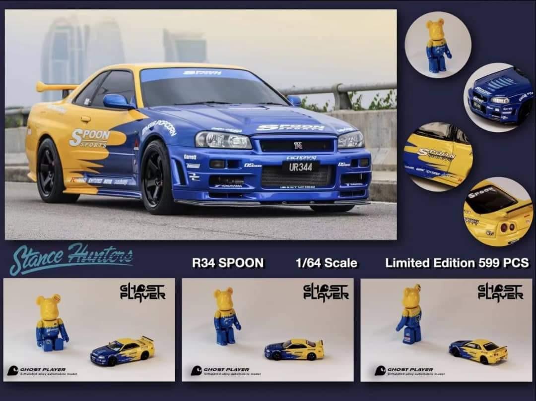 預訂Pre-Order Stance Hunters x Ghost Player 泰國特別版1:64 Skyline GT-R R34 SPOON,  興趣及遊戲, 玩具 遊戲類- Carousell