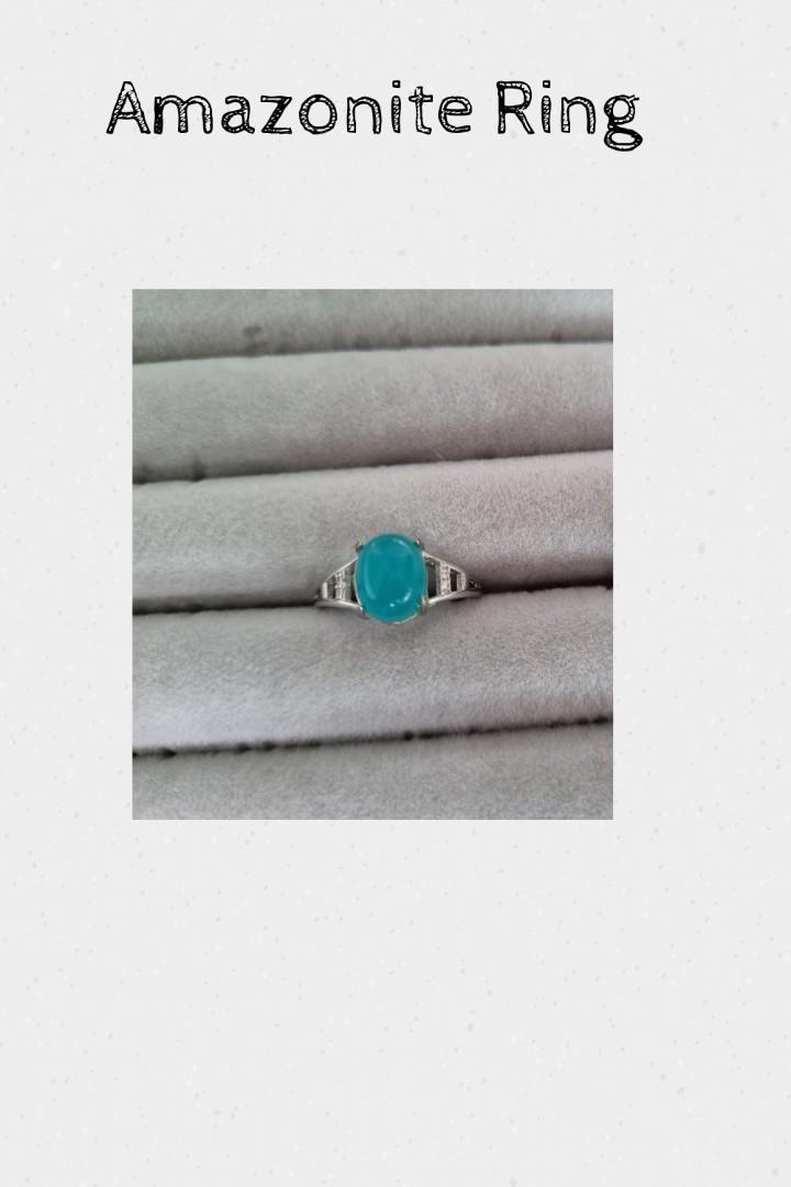 Amazonite Ring (Category: Rings) located in Singapore. Submitted by mufumoza (Listing ID 1182172070, Image 1). Description: Ring is adjustable. 925S silver band..