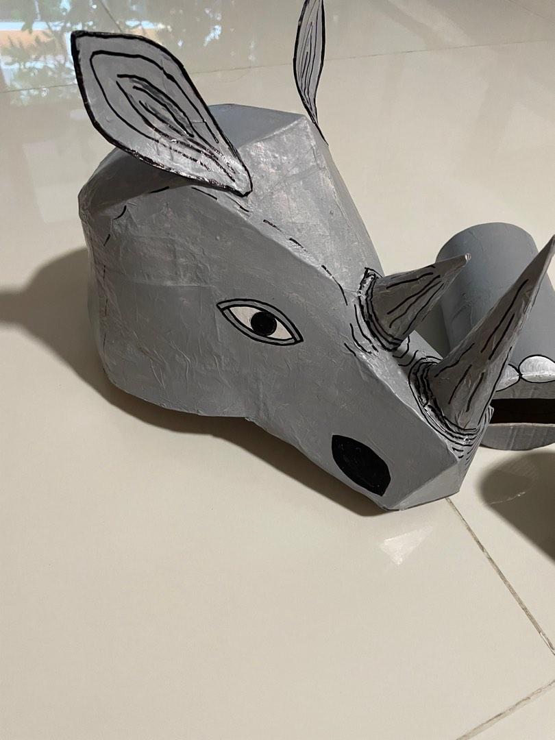 Animal masks/ rhino/rhinoceros/Cos play/ outfit/ recycle/ Diy, Hobbies