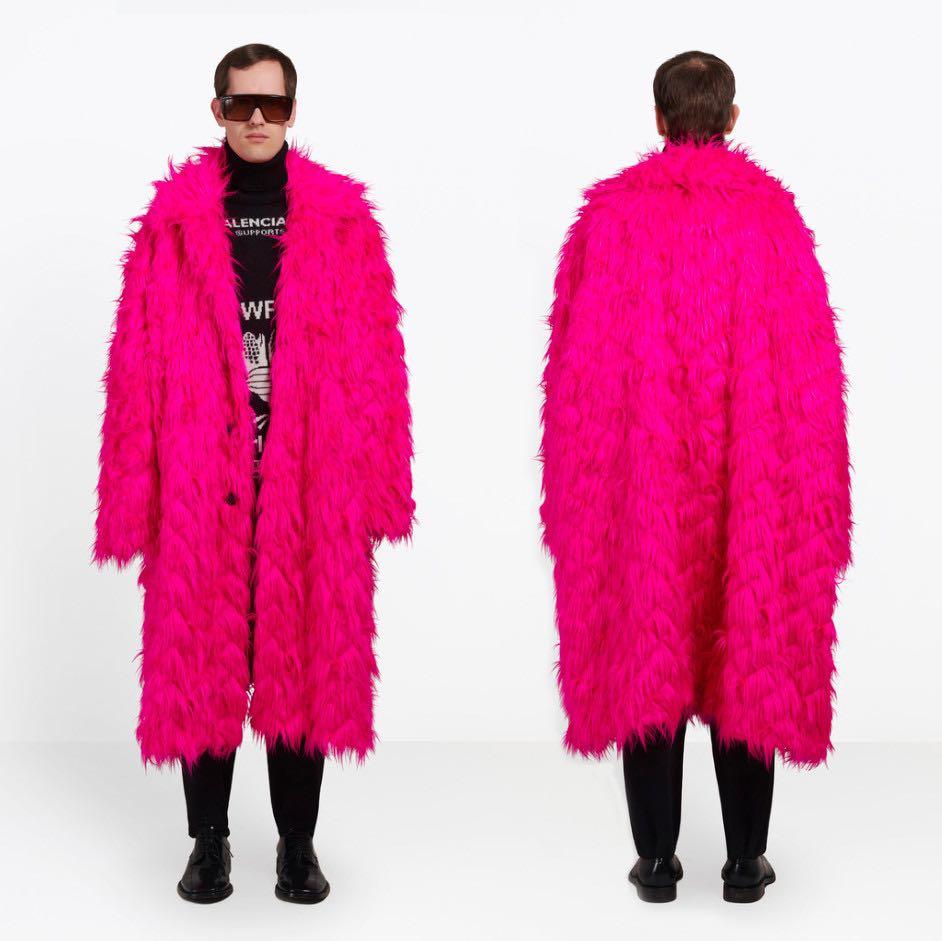 BALENCIAGA BUBBLE GUM PINK FAUX FUR COAT SIZE 1 Carousell