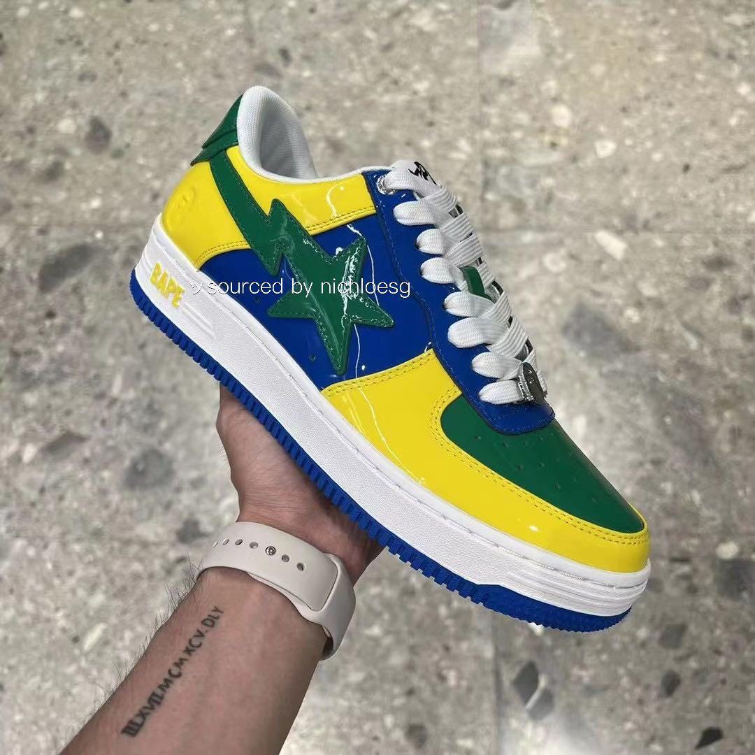 bapesta green yellow blue