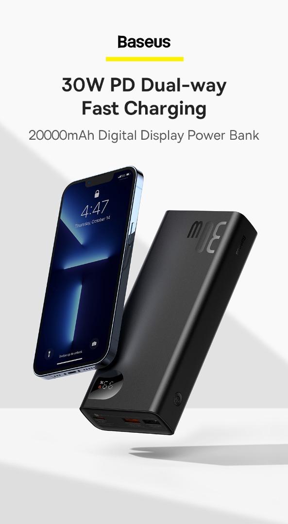 Baseus Adaman power bank 20000mAh 30W black + USB Type C cable