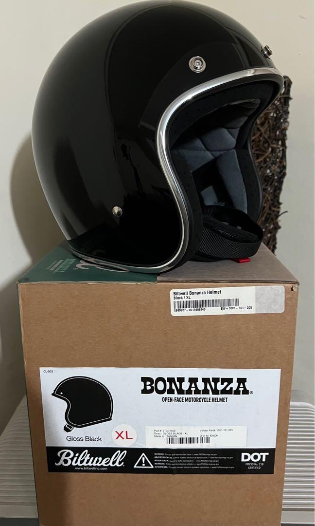 Biltwell bonanza XL gloss black with biltwell bubble shield