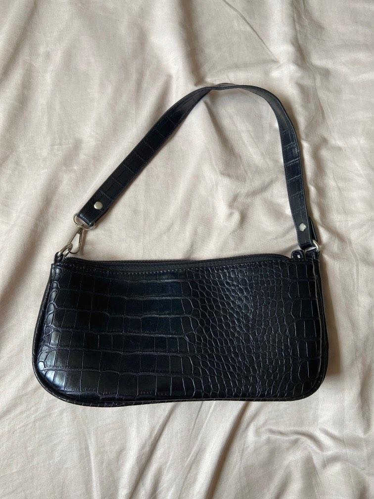 Black Leather Baguette Bag, Women's Fashion, Bags & Wallets, Shoulder