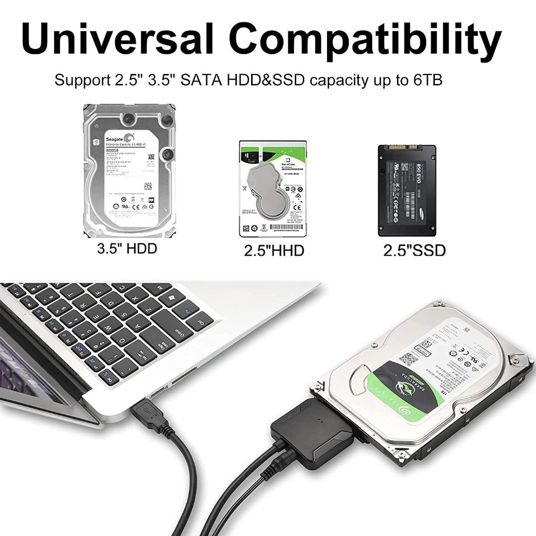 6-inches Super Speed USB 3.0 To SATAIII 6Gbps 22 Pin 2.5 Inch Hard Disk  Driver Adapter Cable Converter w/UASP, SATA to USB 3.0 Converter for  SSD/HDD 