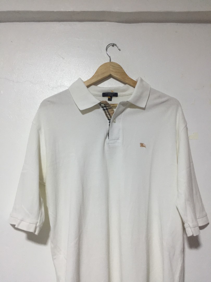 BURBERRY WHITE POLO SHIRT!, Men's Fashion, Tops & Sets, Tshirts & Polo  Shirts on Carousell