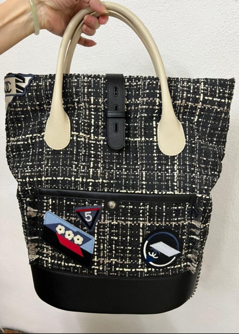 Chanel tweed tote clearance