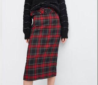Checked Pencil Skirt Zara