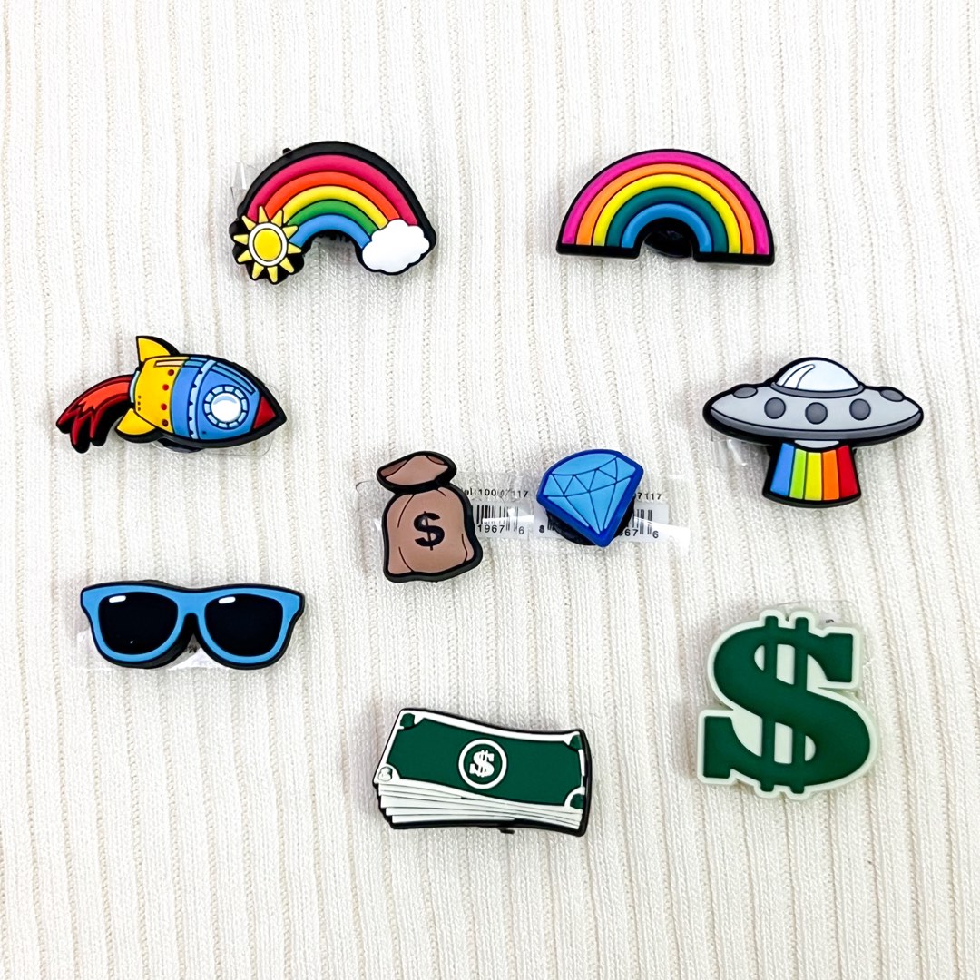 Charm Jibbitz DIY Crocs shoe with Rainbow Money Sunglasses
