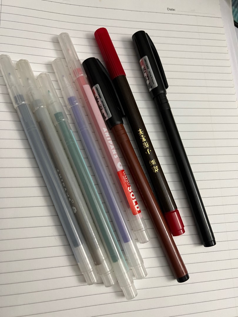 Daiso Anipan & M&G brush pen, Hobbies & Toys, Stationery & Craft