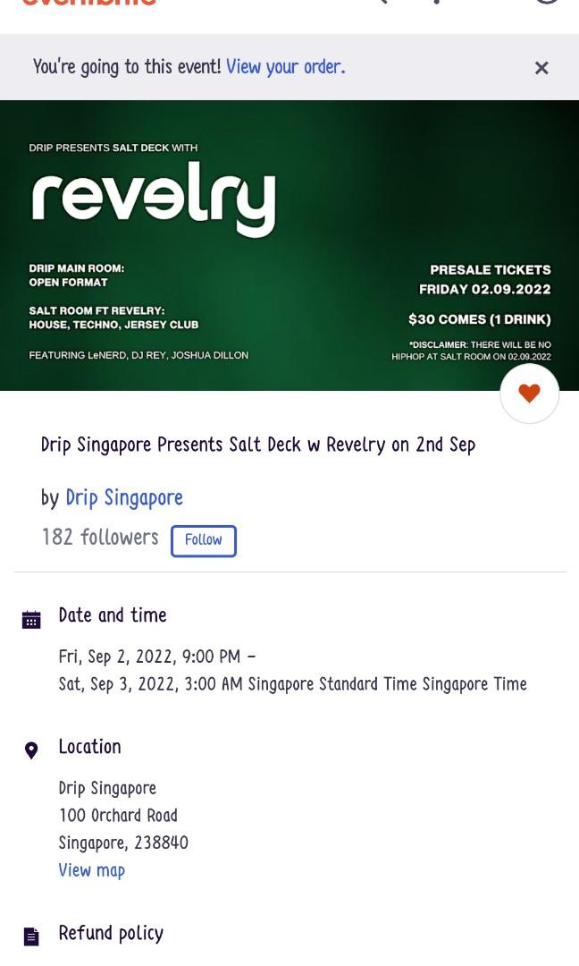 Drip Singapore Ticket for 2nd Sep, Tickets & Vouchers, Event Tickets on