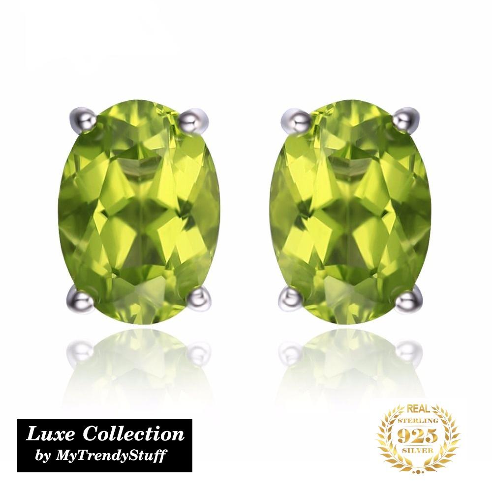 Exotic 1.78ct Natural Green Peridot Stud Earrings Women s Fashion