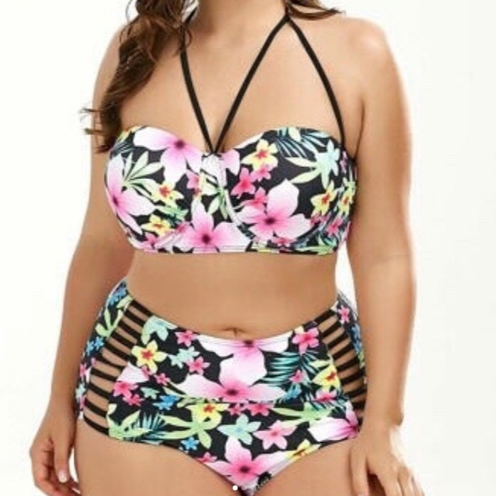 White Birch Full Size Floral Two Piece Swim Set