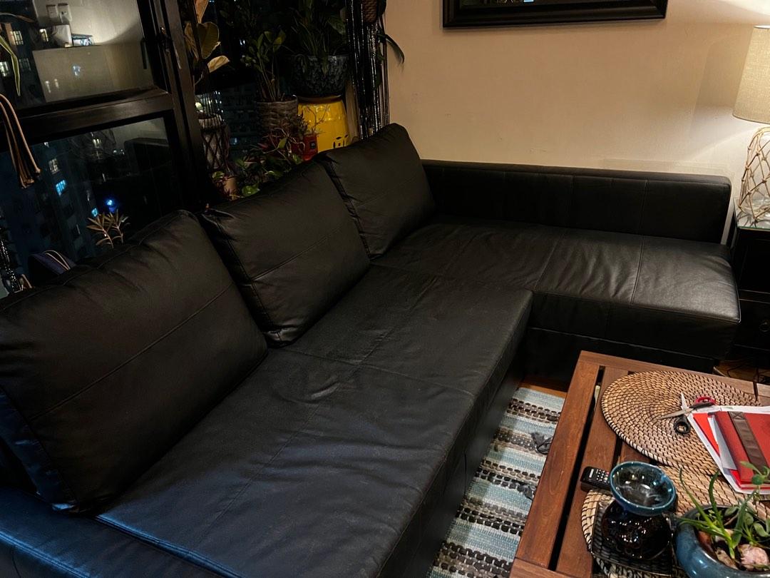 FRIHETEN Sleeper sectional,3 seat w/storage, Bomstad black, 傢俬＆家居, 傢俬