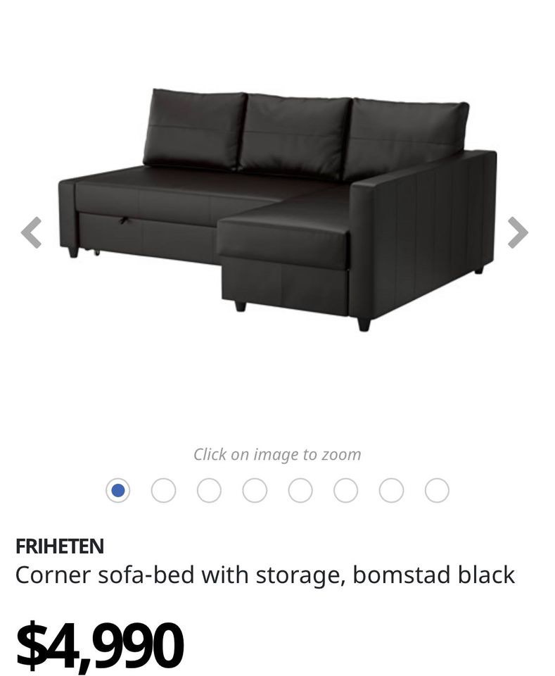 FRIHETEN Sleeper sectional,3 seat w/storage, Bomstad black, 傢俬＆家居, 傢俬