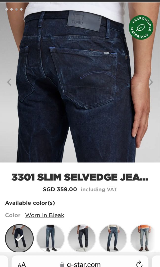 Premium 3301 Slim Selvedge Jeans | Dark blue | G-Star RAW® CA