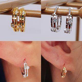 Gold Plated Over925 Sterling Silver ON trend diamante earrings