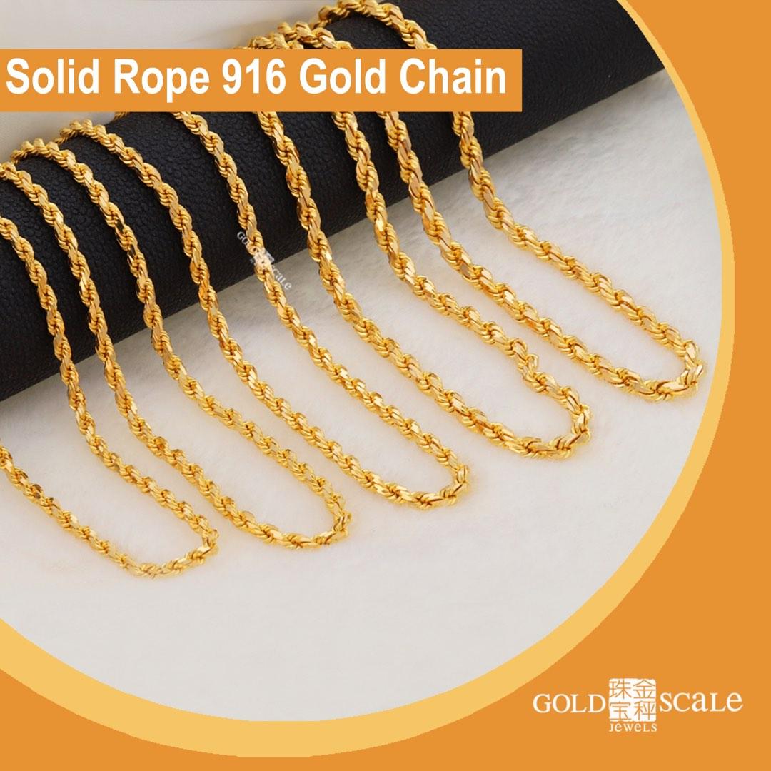 Gold Scale Solid Rope 916 Gold Chain, Women's Fashion, Jewelry ...