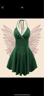 Green Halter flare dress (short)
