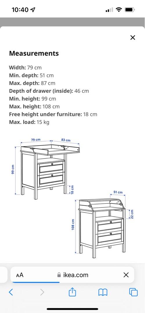 Ikea SUNDVIK changing table, Babies & Kids, Baby Nursery & Kids