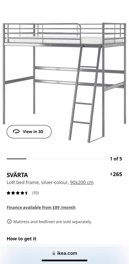 Svarta double loft bed store