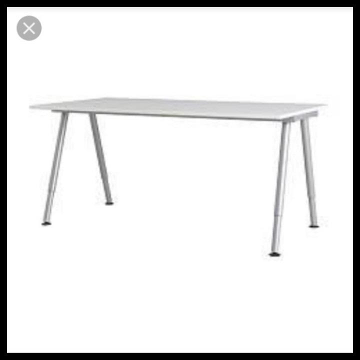 IKEA White Top Grey Legs Home Office Desk Study Table adjustable height GALANT Desk A shaped leg