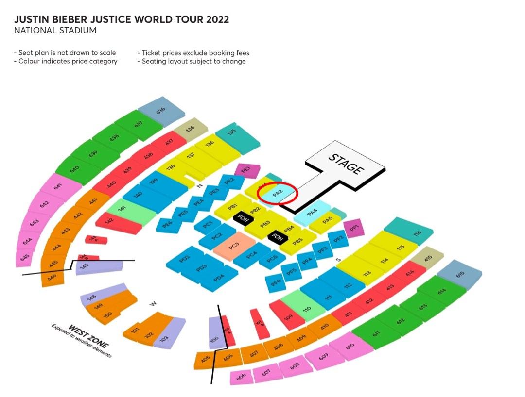 JUSTIN BIEBER JUSTICE WORLD TOUR Oct 2022 CAT 1 GHOST VIP, Tickets