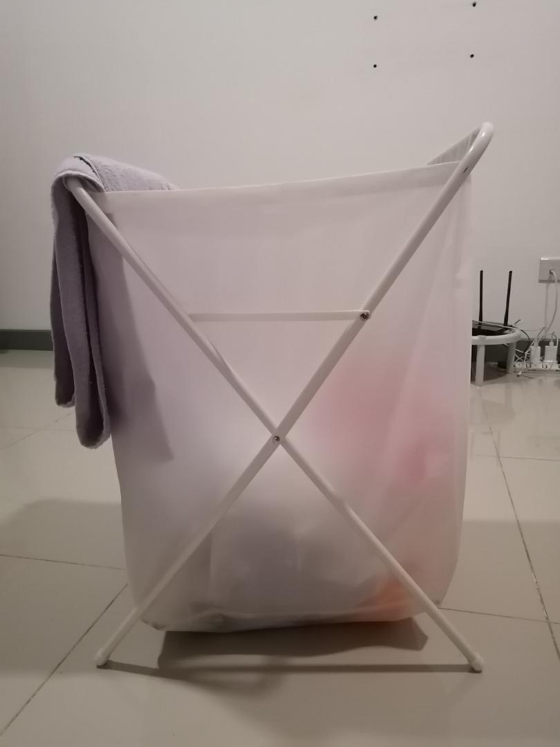 IKEA Laundry bag with stand, white, 70 l, Furniture & Home Living