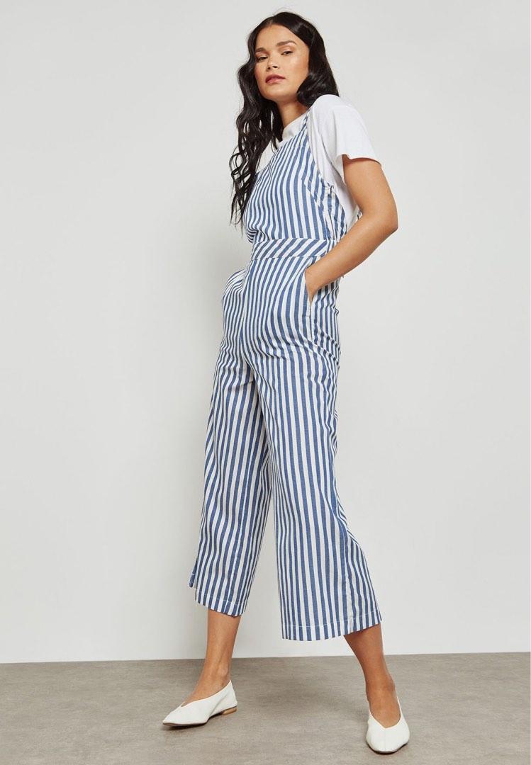 Mango Blue Striped Jumpsuit