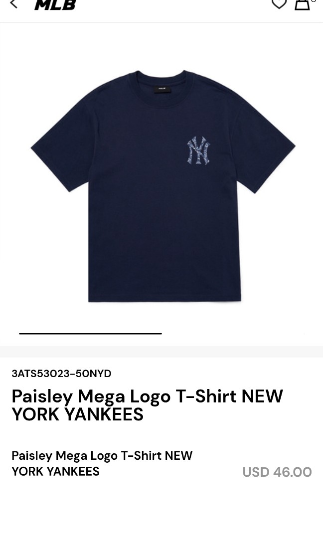 MLB NEW YORK YANKEES Paisley Back Cliping Logo T-Shirt (Black)