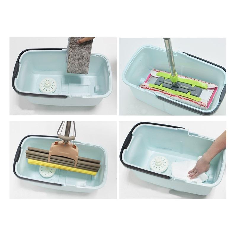 Mop with Wheels and Replaceable Mopping Head and Magic Removable Basket