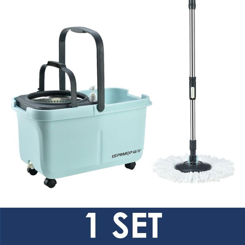 Mop with Wheels and Replaceable Mopping Head and Magic Removable Basket