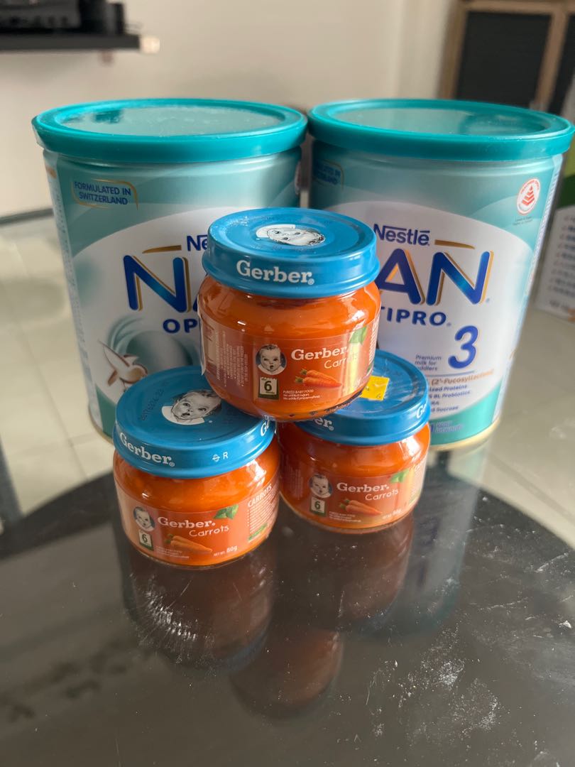 Nan Optipro 3 & Gerber Carrot Puree, Babies & Kids, Nursing & Feeding