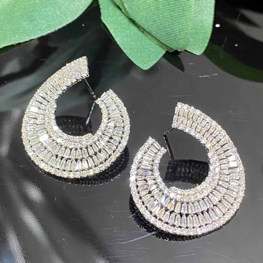 C shaped hotsell diamond earrings