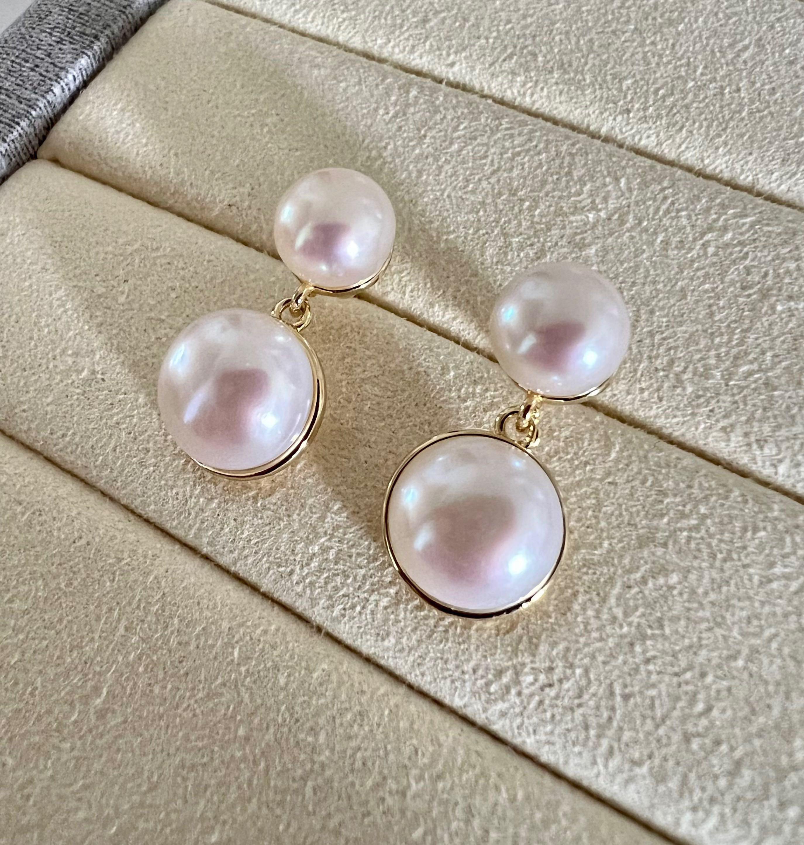 Double pearl earrings stud store