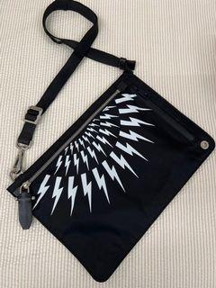 Neil Barrett Thunderbolt Nylon & Leather Messenger Bag