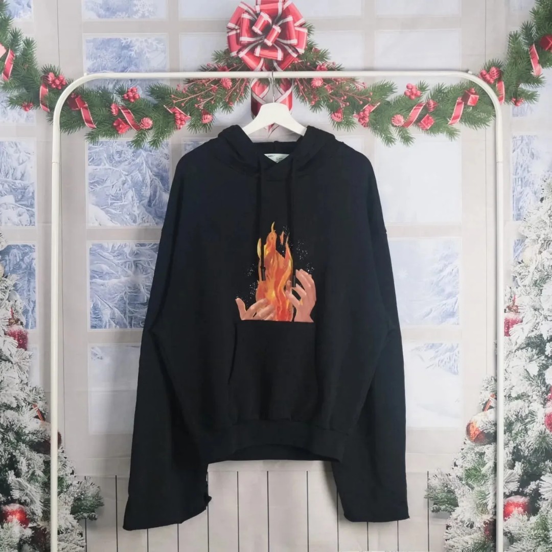 Off white fire print hoodie new arrivals