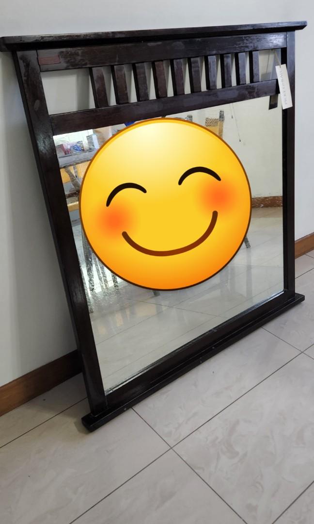 Picket and rail solid wood long chest drawers with mirror (dressing