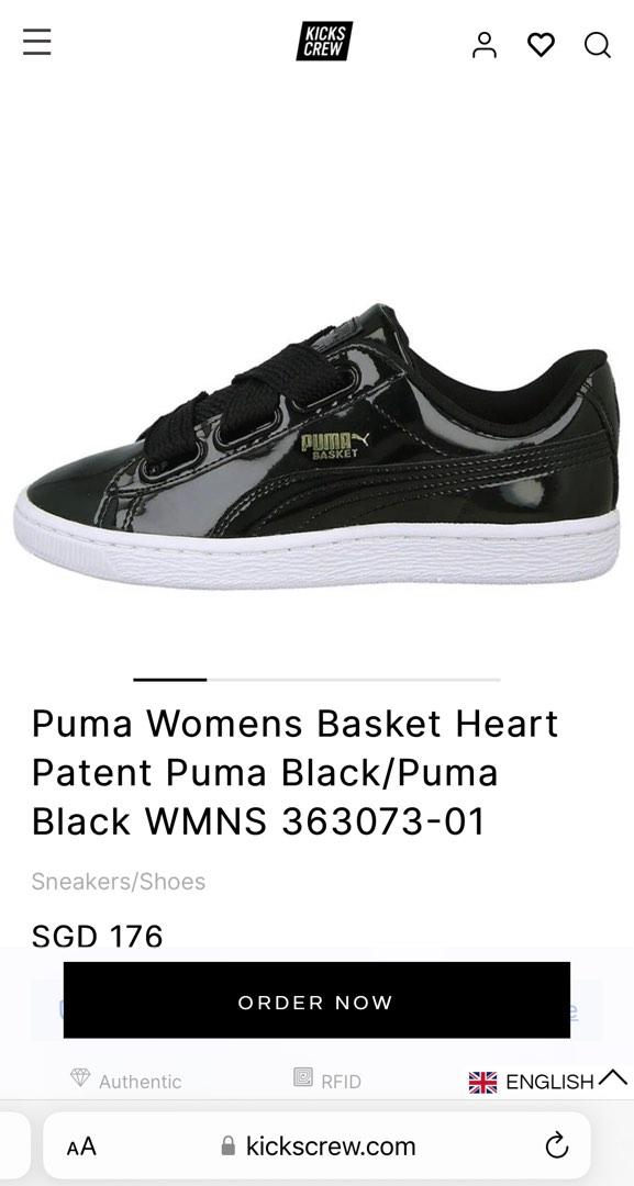 Puma basket heart best sale trainers black