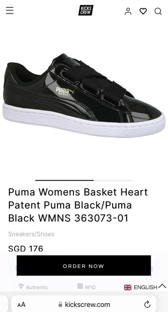 Puma basket discount heart trainers black